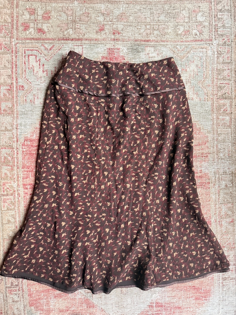Pendleton Chocolate Brown Midi Skirt with Tan Fleck Print